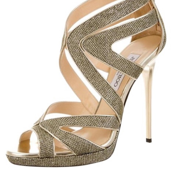 Jimmy Choo 247 Collar Lame Glitter Pumps Sandals - Picture 3 of 9